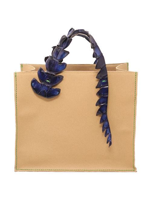 Canvas bag with crocodile handles Laboratorio Capri | GRETACAMELCOBAL